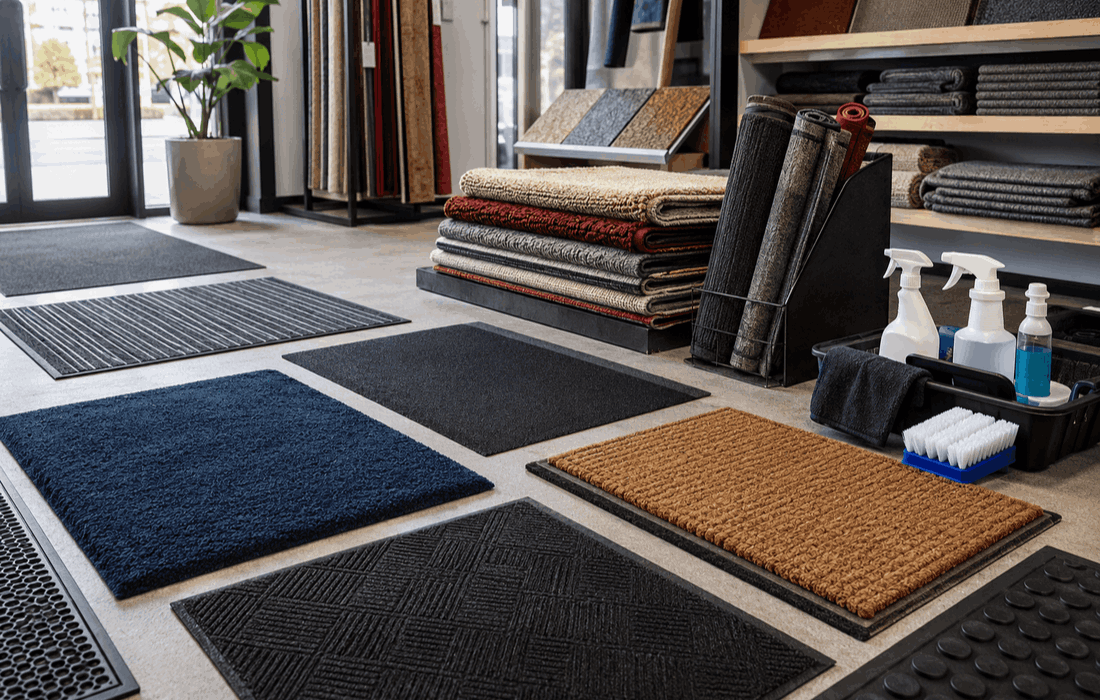 Durable entrance matting installed at a commercial entrance