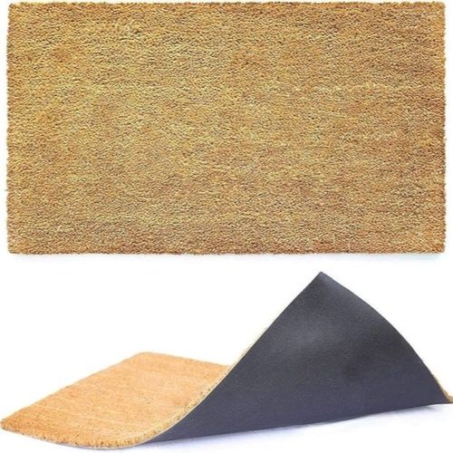 Natural coir mat with non-slip rubber backing for durable entrance use