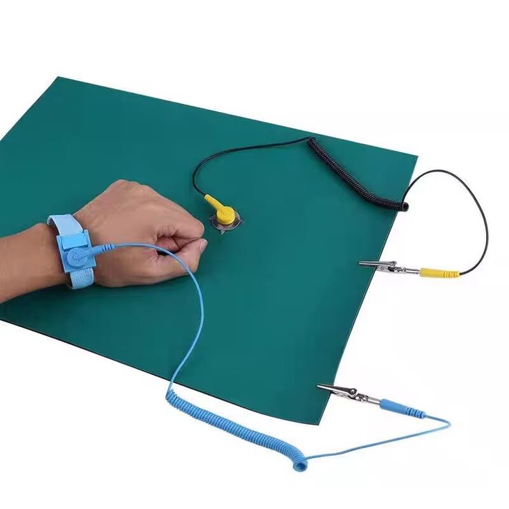 ESD mat with grounding wrist strap and alligator clips for static control