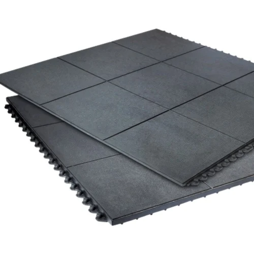 Rubberised modular mat with interlocking design for durable flooring