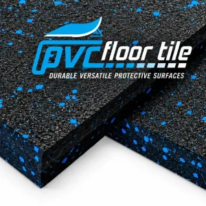 15mm Speckled High-Traffic Tile 1m × 1m black rubber tile with blue speckles