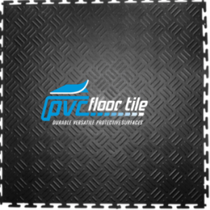 Affordable garage flooring – black checkered 500×500 mm PVC interlocking diamond-plate tile