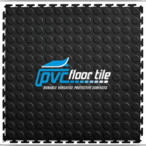 Custom Garage Flooring Home – black UV-stable 500×500 mm PVC interlocking coin-dot tile