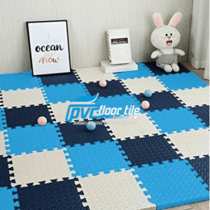 Kids Comfort Foam Mat 600 x 600mm in blue and cream for kids play area and fitness flooring