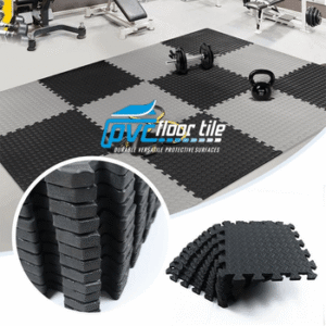 EVA Foam Indoor Gym Tiles in black and grey for fitness rooms and home gyms
