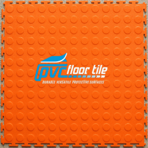 Durable garage flooring workshops – orange 500×500 mm PVC interlocking coin-dot tile, non-slip