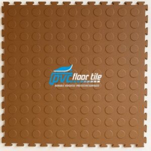High performance garage flooring – brown PVC interlocking coin-dot tile