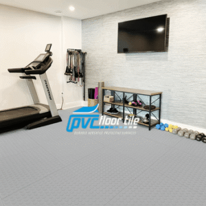 Indoor Cross Training Mats coin-pattern tiles installed on the floor