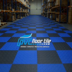 Quick Lay warehouse tile in blue with coin surface texture