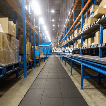 Heavy duty warehouse floor tiles for pallet zones black