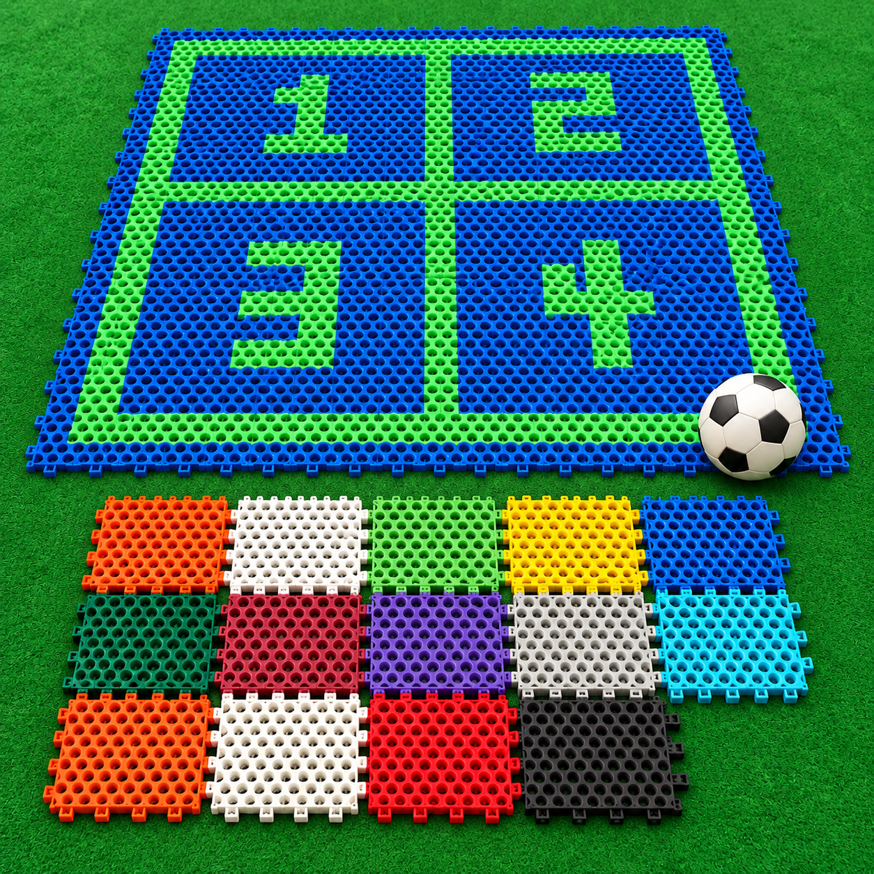 Mini Soccer Sport Tiles 100-pack covering 1m² interlocking sports flooring
