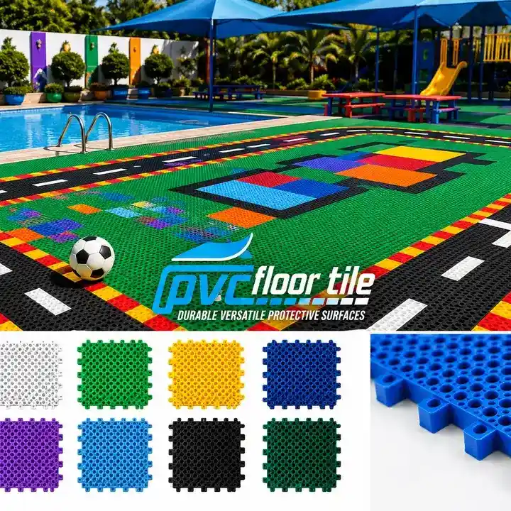 Pool Surround Sports Tiles 100-pack covering 1m² interlocking drainage flooring