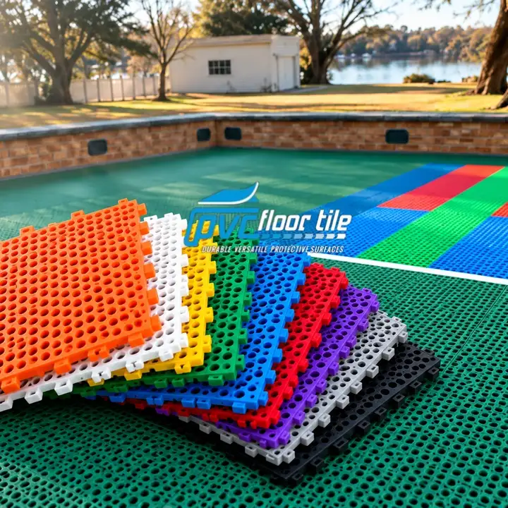 SportGrid Interlocking Sport Tiles 100-pack covering 1m² outdoor court flooring