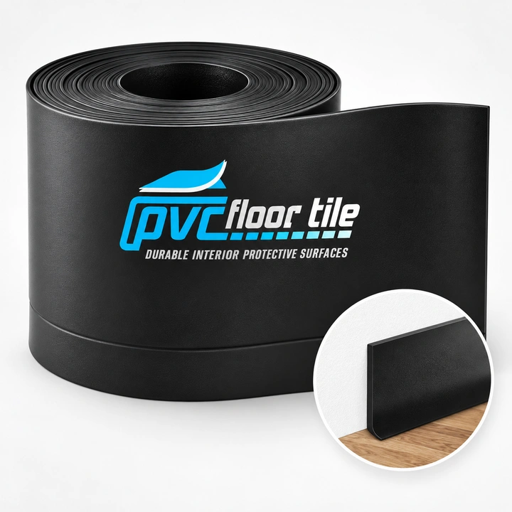 Black skirting trim for finishing and protecting floor edges