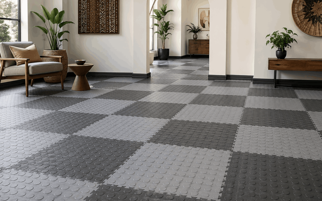 Rubber flooring in Africa installed in a modern commercial lounge space