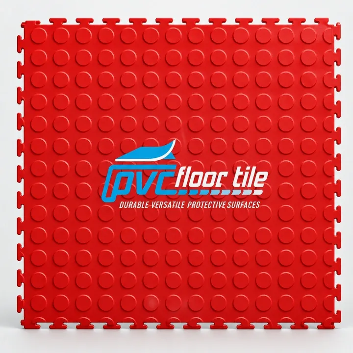 Red high-visibility floor mat 500 x 500mm for safety and visual zoning