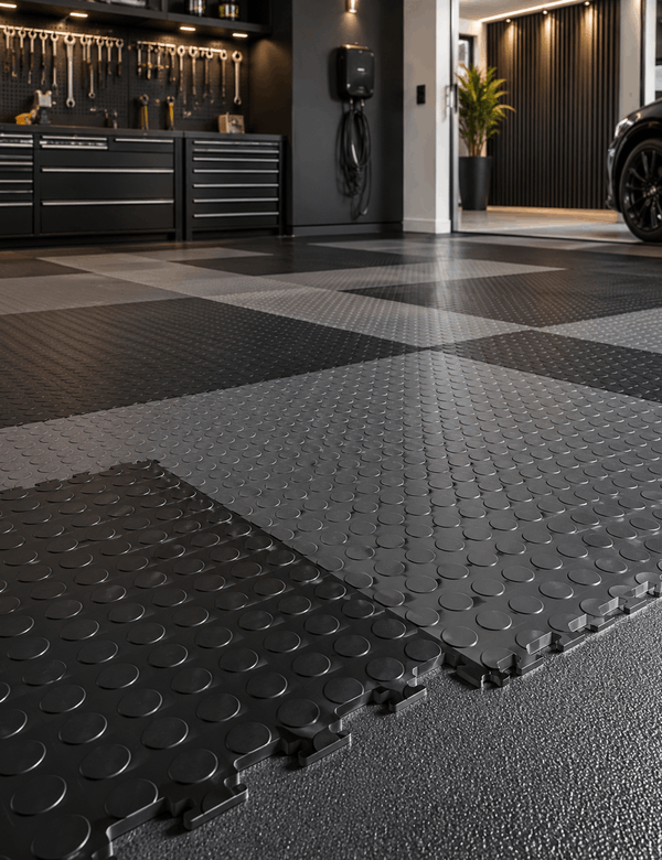 PVC flooring tiles and PVC floor mats for high-traffic spaces
