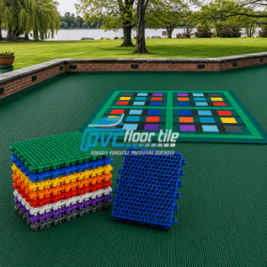 SportGrid multi-purpose court tiles with colourful open-grid pieces