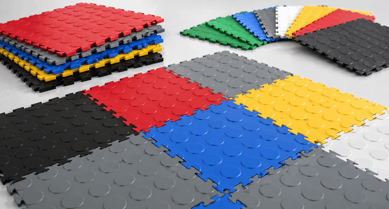 PVC interlocking floor tiles for practical floor protection
