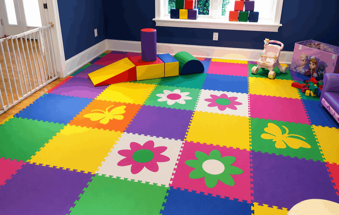Colourful foam mats in a crèche or daycare centre
