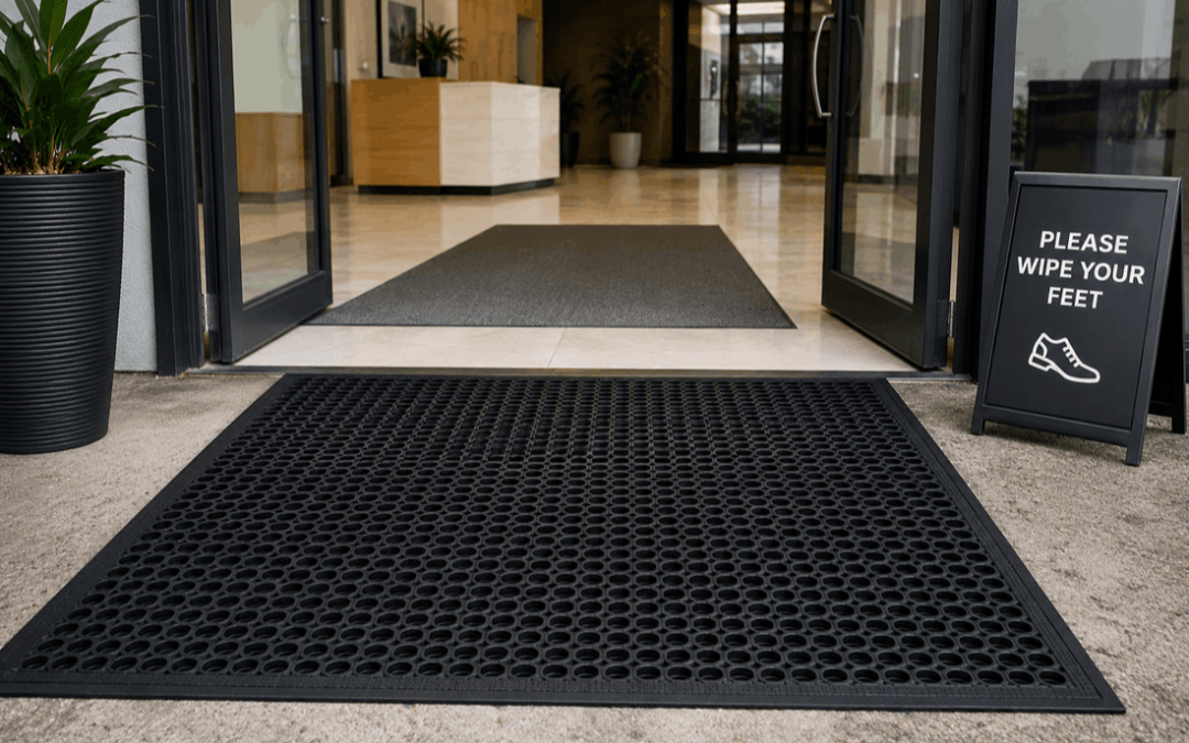 Rubber mats for entrance areas used for dirt control and floor protection