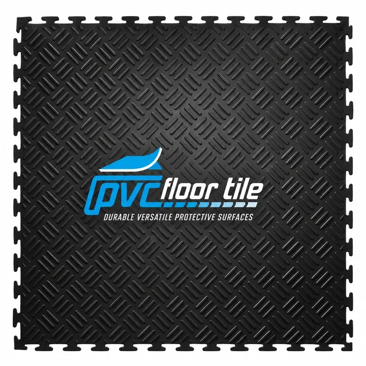Checkered vehicle work area interlocking tiles