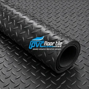 Black diamond pattern rubber flooring roll