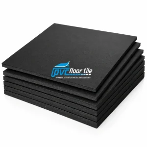 Black fitness studio floor tiles supplied as a bundle of 4 tiles