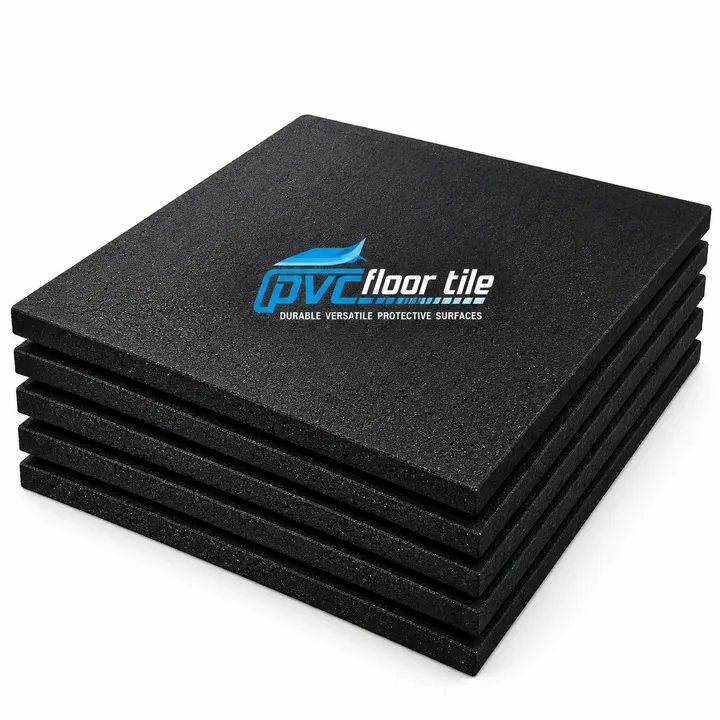 Black heavy-duty Power Zone rubber gym tiles 5-tile pack