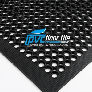Black industrial rubber ring mat 9.7-×-1.5 m-×-10 mm
