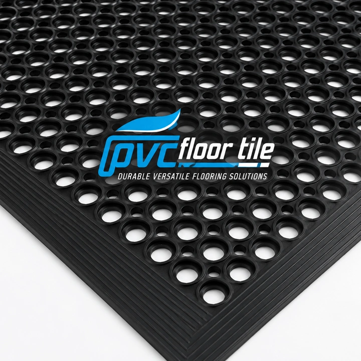 Black industrial rubber ring mat 9.7-×-1.5 m-×-10 mm