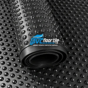 Black rubber anti-fatigue bubble mat roll