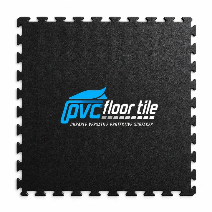 Black ValueLock interlocking gym leather floor tile