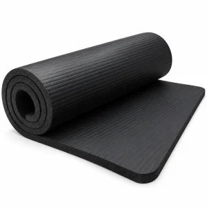 Black 15mm thick exercise mat for gym and fitness training