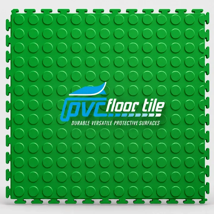 Green repair work bay tile with raised coin surface