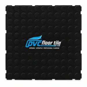 Black HiddenLink PVC floor tile 500-×-500-×-5 mm with raised coin surface
