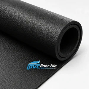 Black leather-textured rubber flooring roll
