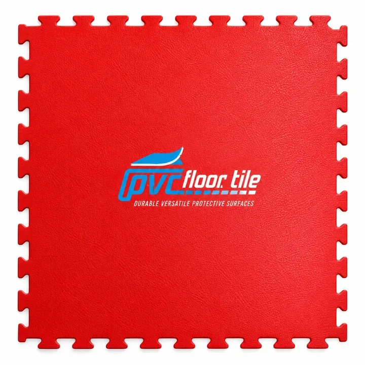 Red leather-textured interlocking warehouse floor tile 1 square metre