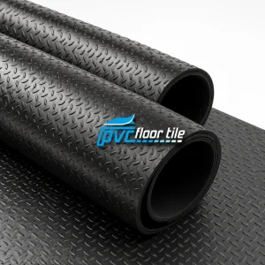 Black diamond pattern rubber flooring rolls