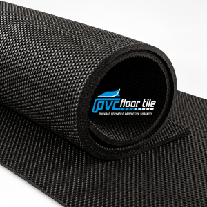Black supergrip rubber flooring roll with textured surface