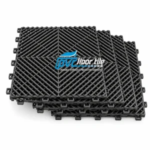 Black Floor Shield garage floor tiles with vented interlocking design