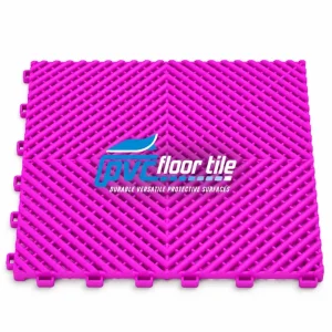 Purple airflow grid mat 395×395×18.1mm with interlocking vented surface.